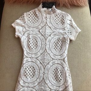 Boohoo Petite White Crochet Dress